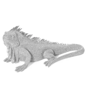 Figurka srebrna iguana o drobnym strukturalnym wzorze 31x15x12 cm ELDO 1