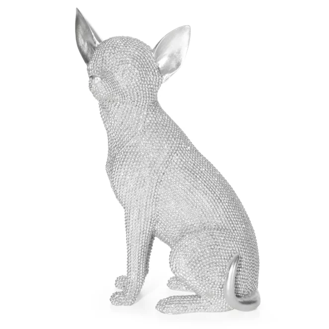 Figurka srebrna pies  o drobnym strukturalnym wzorze 16x11x26cm ELDO 2