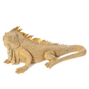 Figurka złota iguana o drobnym strukturalnym wzorze 31x15x12 cm ELDO 2