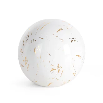 Kula ceramiczna biało-złota  zdobiona przecieranym wzorem średnica 10x10 cm