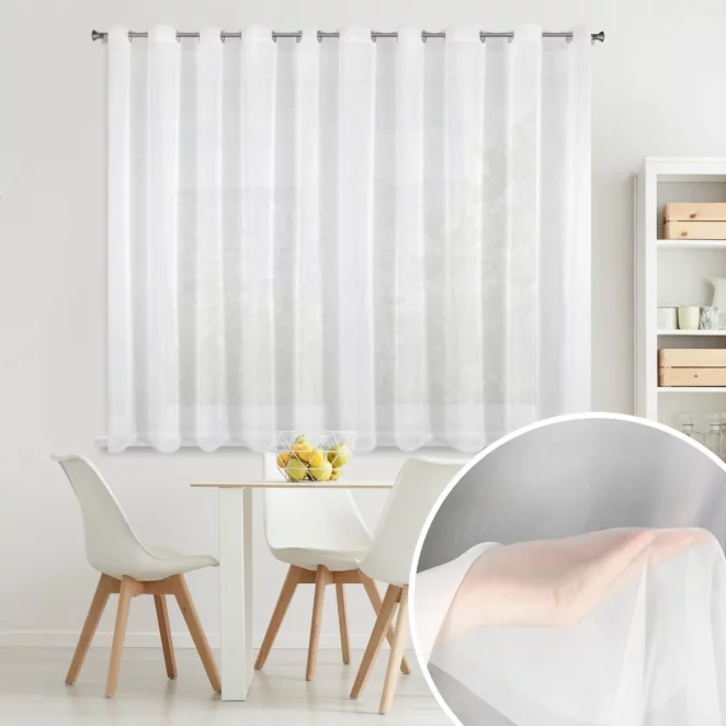 Firana biała z gładkiego matowego woalu 400x150 cm przelotka LUCY