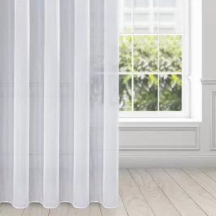 Firana biała z gładkiego mlecznego woalu wykończona szwem obciążającym VIOLET 250x270 cm flex 1:2