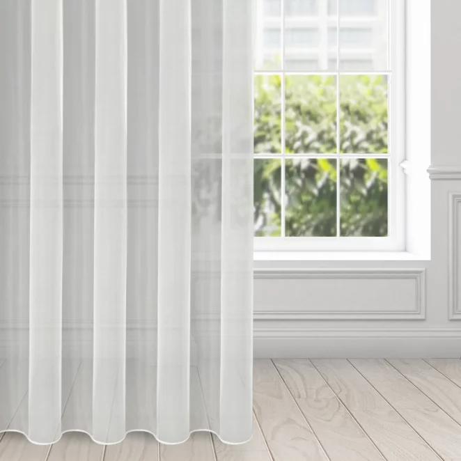 Firana kremowa z gładkiego mlecznego woalu wykończona szwem obciążającym VIOLET 250x280 cm flex 1:2