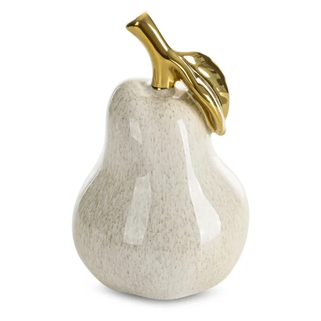 Figurka ceramiczna kremowo-złota gruszka 11x11x16 cm DARLA