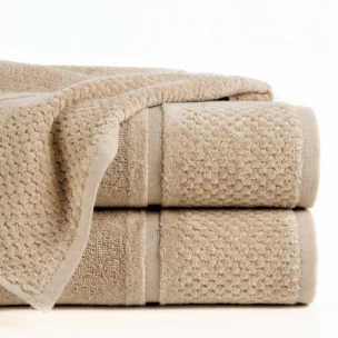 Ręcznik do rąk 30x50 cm bawełniany kolor beżowy z efektowną bordiurą 550 g/m2 IBIZA