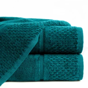 Ręcznik do rąk 30x50 cm bawełniany kolor butelkowy turkusowy z efektowną bordiurą 550 g/m2 IBIZA