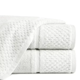 Ręcznik do rąk 30x50 cm bawełniany kolor kremowy z efektowną bordiurą 550 g/m2 IBIZA