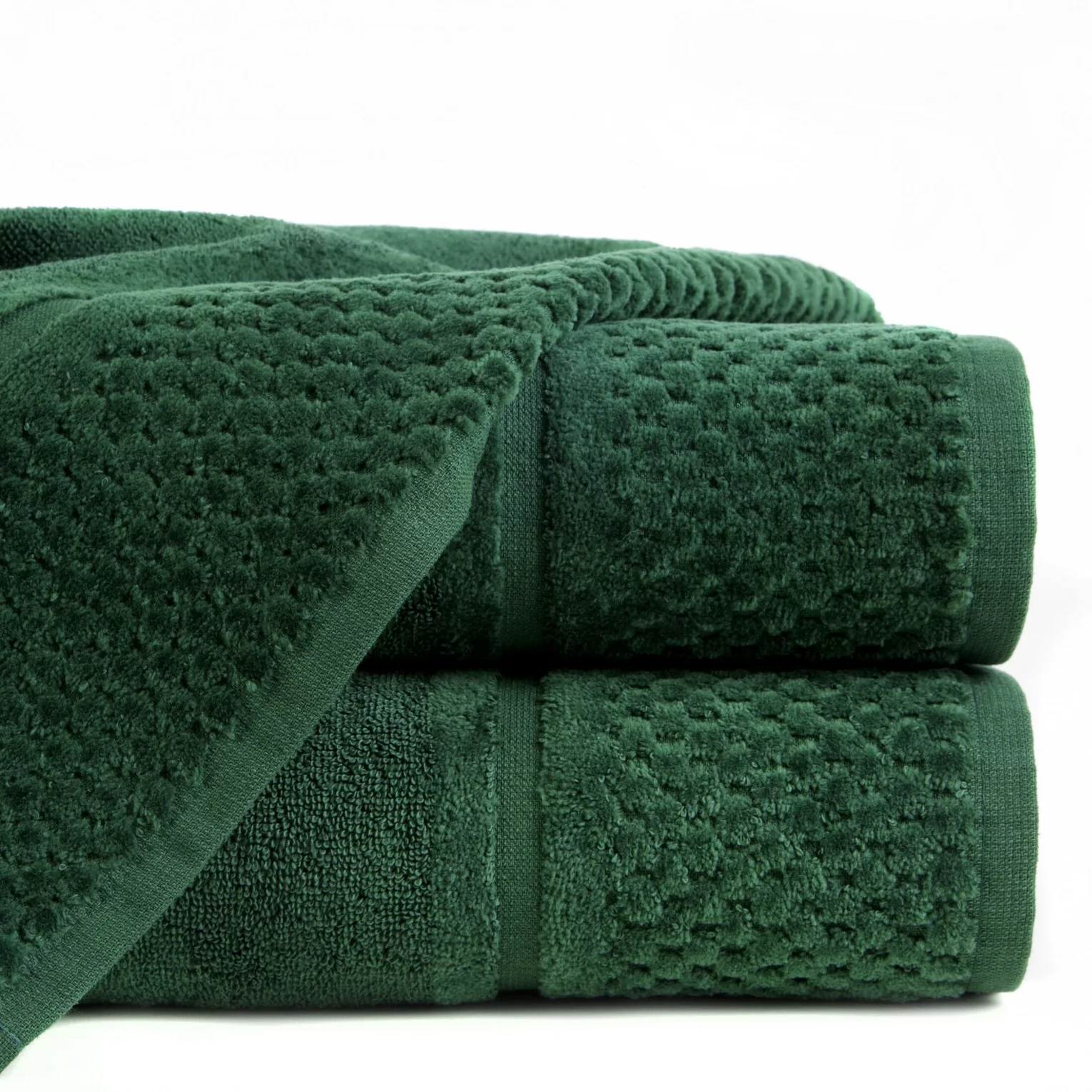 Ręcznik kąpielowy 50x90 cm bawełniany kolor butelkowy zielony z efektowną bordiurą 550 g/m2 IBIZA