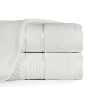 Ręcznik kąpielowy 50x90 cm bawełniany kolor biały z welwetową bordiurą 500 g/m2 JESSI