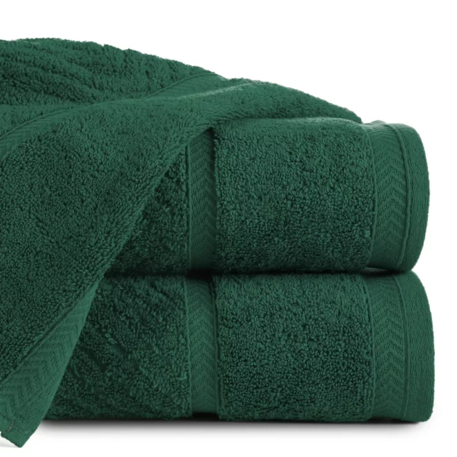 Ręcznik do rąk 30x50 cm bawełniany kolor butelkowy zielony ze wzorem zygzaka 500 g/m2 KALIA Reina Line