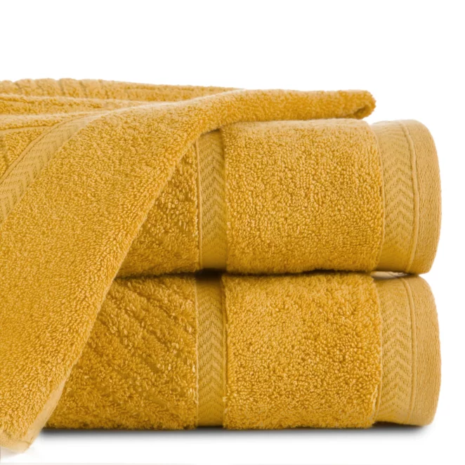 Ręcznik do rąk 30x50 cm bawełniany kolor musztardowy ze wzorem zygzaka 500 g/m2 KALIA Reina Line