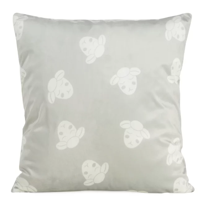 Poszewka na poduszkę 45x45 cm welwetowa, popielato biała z motywem baranków KIDS DESIGN 91