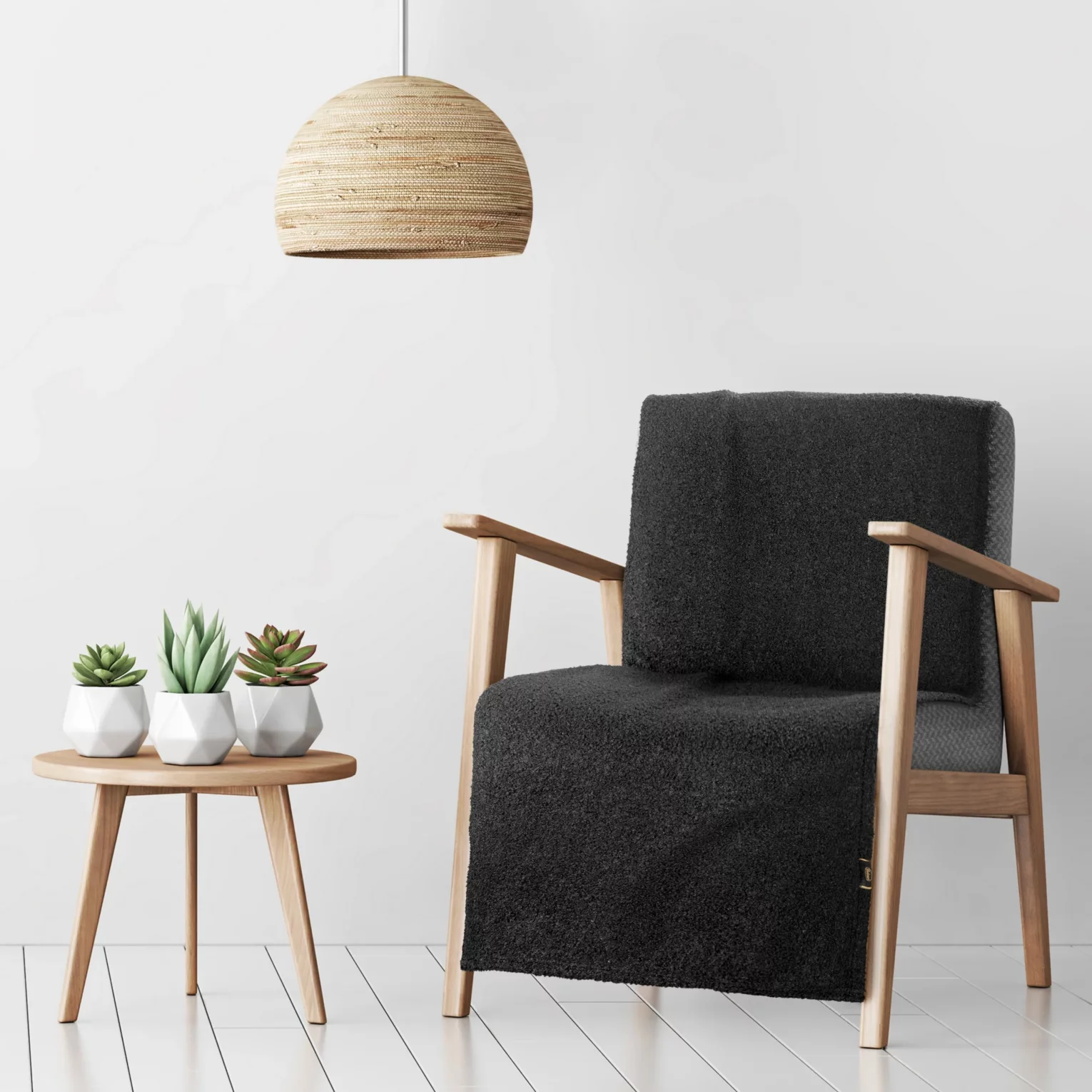 Narzuta na fotel 70x160 cm czarna o miękkiej strukturze BUKLA
