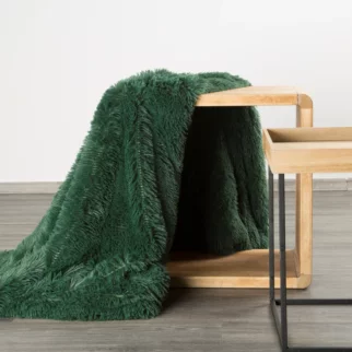 Koc o strukturze miękkiego futra 150x200 cm ciemnozielony TIFANY 1 Design 91