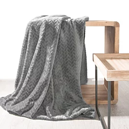 Koc 170x210 cm stalowy miękki w dotyku z wytłaczanym wzorem CINDY Design 91