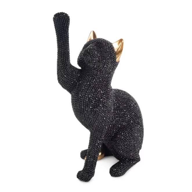 Figurka czarna kot  o drobnym strukturalnym wzorze 8x14x22 cm ELDO 4