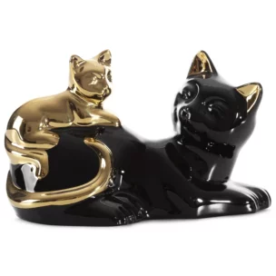 Figurka ceramiczna czarno-złota koty  20x11x12 cm