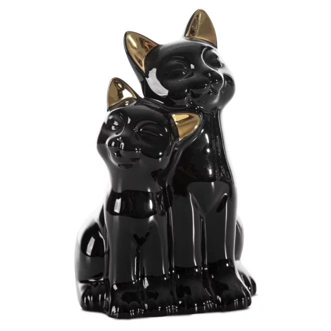 Figurka ceramiczna czarno-złota koty 14x12x22 cm