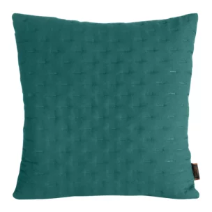 Poszewka na poduszkę 45x45 cm ciemnoturkusowa z matowej tkaniny pikowana w drobny wzorek techniką hot press LIBI