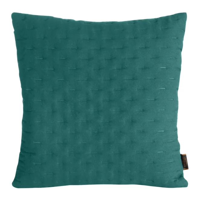Poszewka na poduszkę 45x45 cm ciemnoturkusowa z matowej tkaniny pikowana w drobny wzorek techniką hot press LIBI