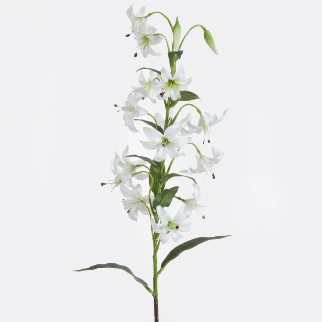 Kwiat sztuczny biało, zielona 83 cm