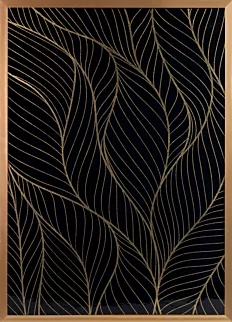 Obraz roślinny ze złotym błyszczącym nadrukiem w złotej ramie 53x73 cm LOTOS 4 LIMITED COLLECTION