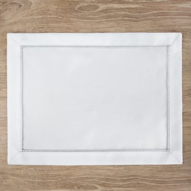 Komplet podkładek 4 szt 30x40 cm białych MADELE ze srebrną lamówką