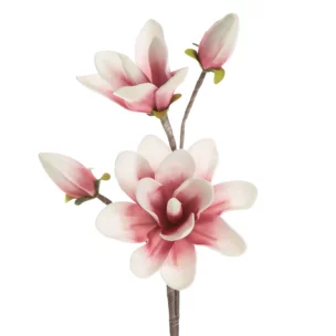 Kwiat sztuczny magnolii biało, różowy z pianki foamirian 59 cm