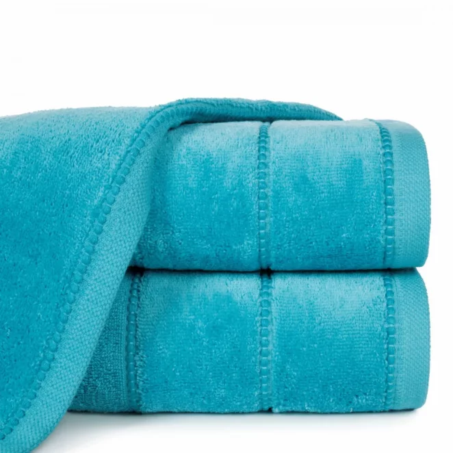 Ręcznik kąpielowy 50x90 cm bawełniany kolor turkusowy z welwetową bordiurą 500 g/m2 MARI