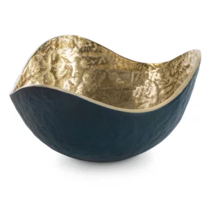 Misa metalowa granatowo-złota o falujących brzegach średnica 25x13 cm PEDRO