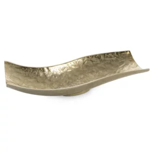 Patera metalowa złota o falujących brzegach 39x16x9 cm PEDRO