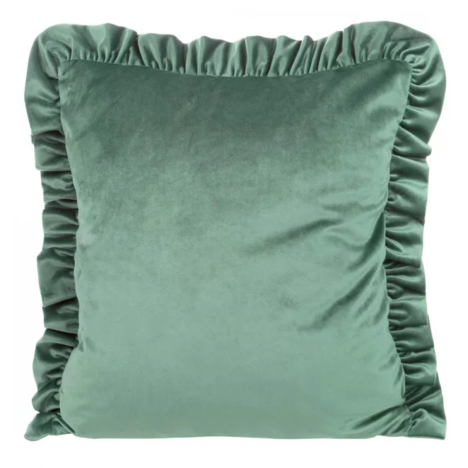 Poszewka na poduszkę 45x45 cm welwetowa kolor miętowy zdobiona na brzegach falbanami VELVET 25 Eurofirany Premium