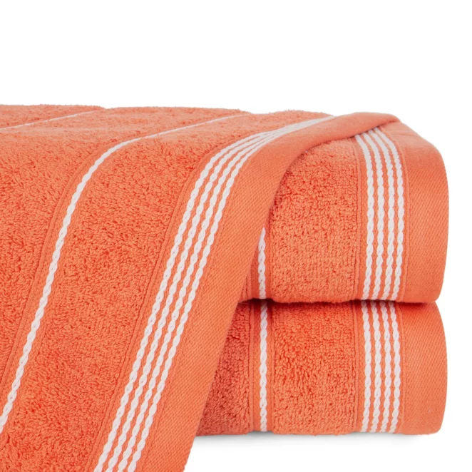 Ręcznik kąpielowy 50x90 cm bawełniany kolor pomarańczowy ze stębnowaną bordiurą 500 g/m2 MIRA