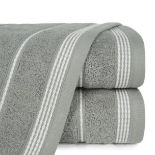 Ręcznik kąpielowy 50x90 cm bawełniany kolor jasnopopielaty ze stębnowaną bordiurą 500 g/m2 MIRA