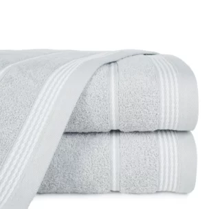 Ręcznik kąpielowy 50x90 cm bawełniany kolor srebrny ze stębnowaną bordiurą 500 g/m2 MIRA