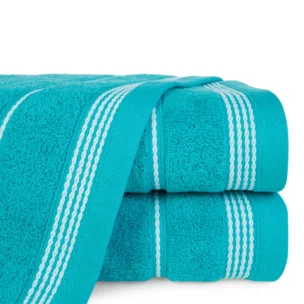 Ręcznik kąpielowy 50x90 cm bawełniany kolor turkusowy ze stębnowaną bordiurą 500 g/m2 MIRA