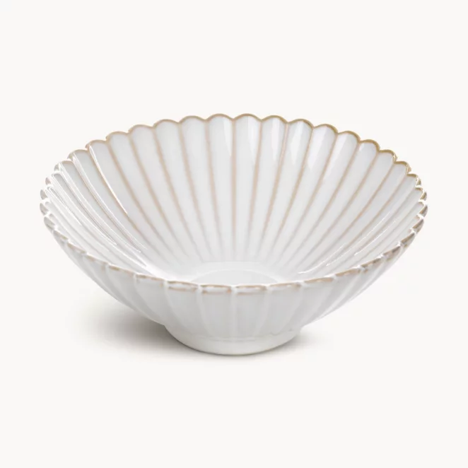 Miska ceramiczna dekoracyjna kremowo-beżowa  zdobiona przecieranym wzorem średnica 24x8 cm  cm AVRIL