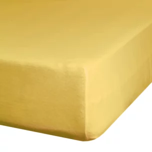 Prześcieradło jersey z gumką 180x200 cm z bawełny kolor musztardowy 125 g/m2 Design 91