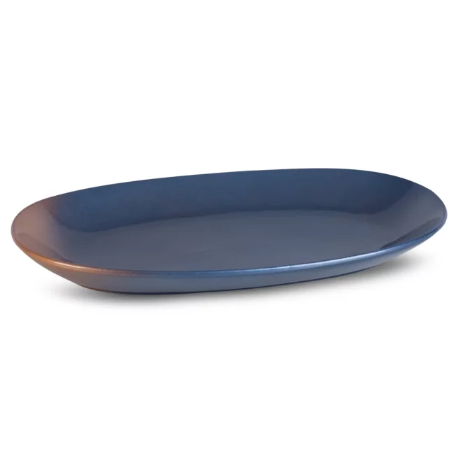 Patera ceramiczna dekoracyjna niebiesko-złoty z efektem ombre 35x23x4 cm NESSA