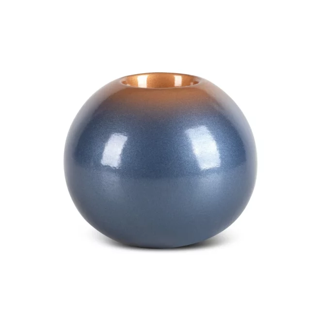 Świecznik ceramiczny niebiesko-złoty z efektem ombre średnica 12x11 cm NESSA