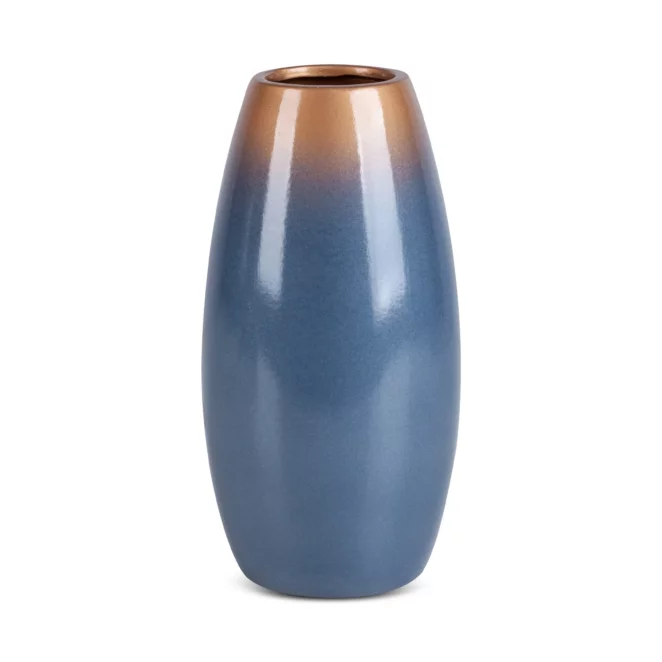 Wazon ceramiczny niebiesko-złoty  z efektem ombre średnica 13x26 cm NESSA