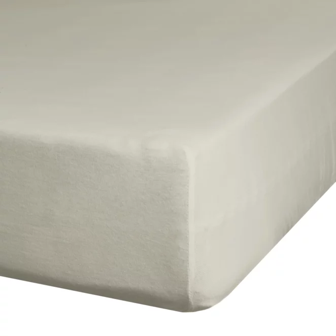 Prześcieradło gładkie z gumką 220x200 cm z satyny bawełnianej kolor szarobeżowy 125 g/m2 NOVA 3