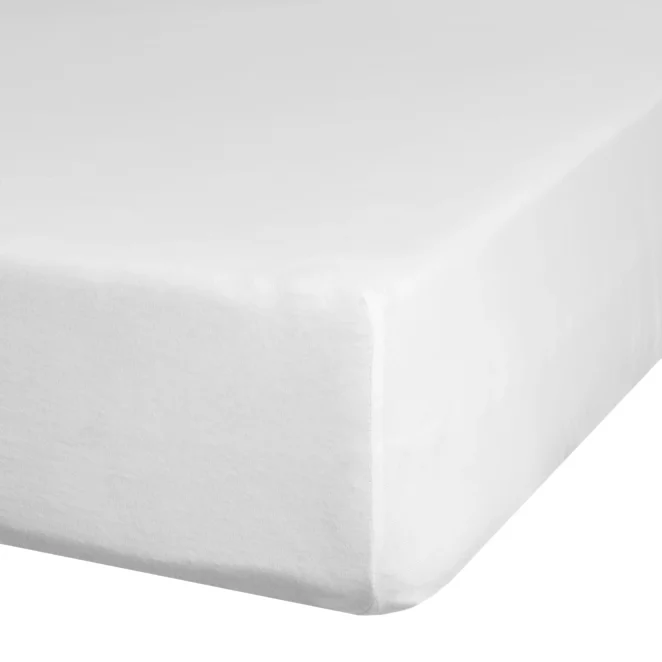 Prześcieradło gładkie z gumką 160x200 cm z satyny bawełnianej kolor biały 125 g/m2 NOVA 3