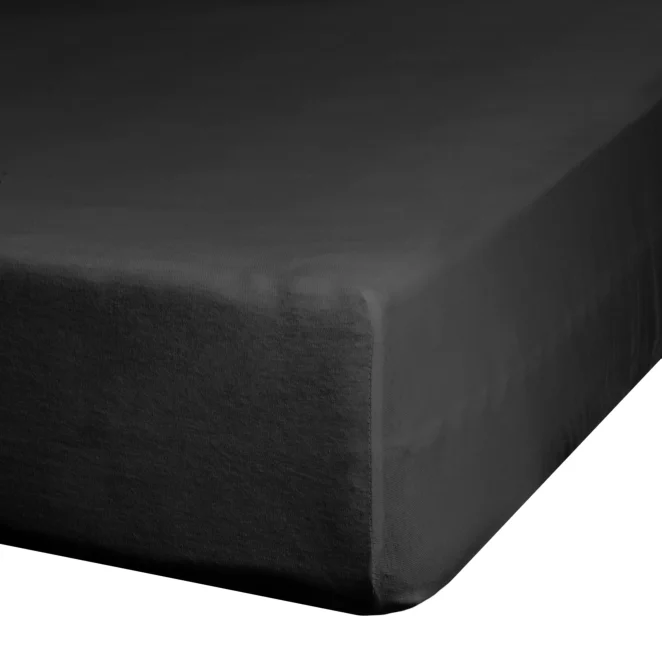 Prześcieradło gładkie z gumką 180x200 cm z satyny bawełnianej kolor czarny 125 g/m2 NOVA 3