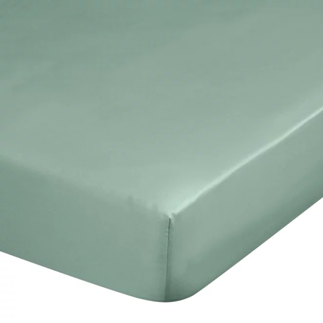 Prześcieradło gładkie z gumką 220x200 cm z satyny bawełnianej kolor miętowy 125 g/m2 NOVA 3