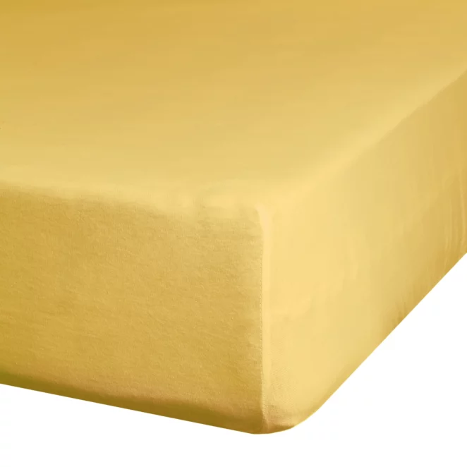 Prześcieradło gładkie z gumką 100x200 cm z satyny bawełnianej kolor musztardowy 125 g/m2 NOVA 3