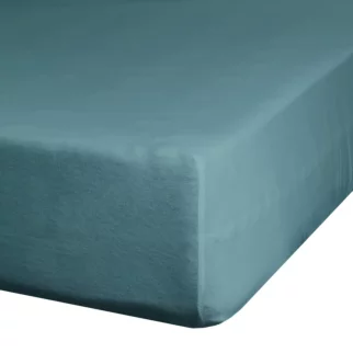 Prześcieradło gładkie z gumką 220x200 cm z satyny bawełnianej kolor turkusowy 125 g/m2 NOVA 3