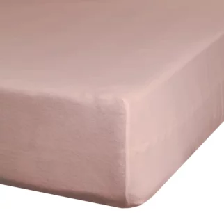 Prześcieradło gładkie z gumką 180x200 cm z satyny bawełnianej kolor pudrowy róż 125 g/m2 NOVA 3