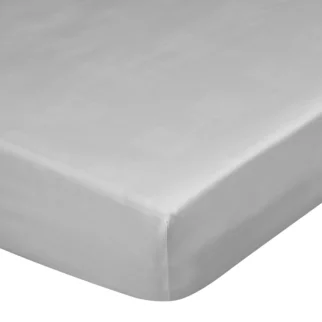 Prześcieradło gładkie z gumką 180x200 cm z satyny bawełnianej kolor jasnoszary 125 g/m2 NOVA 3