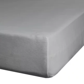 Prześcieradło gładkie z gumką 220x200 cm z satyny bawełnianej kolor stalowy 125 g/m2 NOVA 3